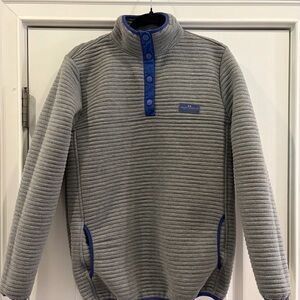 Simply Southern Shirt Jacke Gray 1/4 Snap Pullover Sweater Ribbed